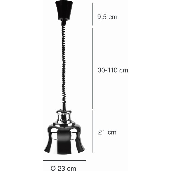 Инфрачервена отопляема лампа, хром, 220-240V, 50/60Hz, 275W, 23х23х35см, 2кг – Lacor