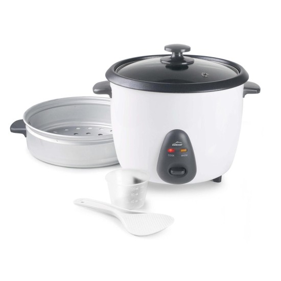 Уред за варене на ориз, 220-240V, 50/60Hz, 400W, 1л, 27,5x23,5x28,5см, 1,6кг, бял - Lacor