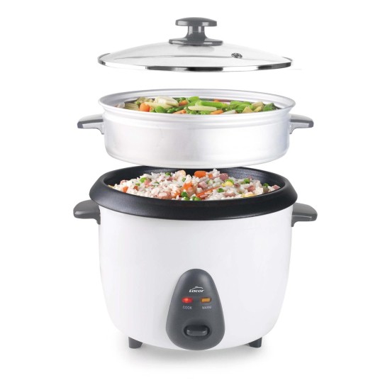 Уред за варене на ориз, 220-240V, 50/60Hz, 400W, 1л, 27,5x23,5x28,5см, 1,6кг, бял - Lacor
