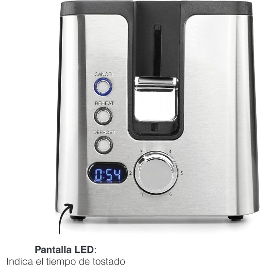 Електрически тостер с 2 слота, 220-240V, 50/60Hz, 800W, 29,3x17,7x19см, 1,65кг, SMART - Lacor