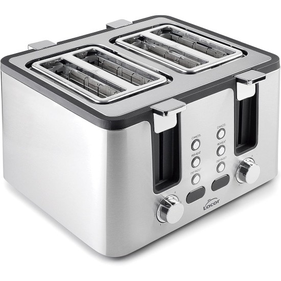 Електрически тостер с 4 слота, 220-240V, 50/60Hz, 1750W, 28,8x31,5x19см, 2,8кг, SMART - Lacor