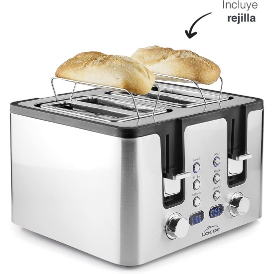Електрически тостер с 4 слота, 220-240V, 50/60Hz, 1750W, 28,8x31,5x19см, 2,8кг, SMART - Lacor