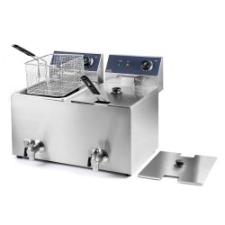 Електрически двоен фритюрник с кранчета за източване, 220-240V, 50/60Hz, 2 x 3500W, 50°C - 190°C, 2 x 8л, 55x41x42см, 14кг, PROFESIONAL - Lacor
