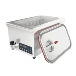 Електрически професионален уред за нискотемпературно готвене / Sous Vide (су вид) с кранче за източване, GN 1/1, 220-240V; 50/60Hz, 1600W, 4л/мин, 30°C - 99°C, 17л, 62,5x36x30см - Lacor