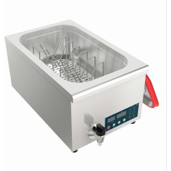 Електрически професионален уред за нискотемпературно готвене / Sous Vide (су вид) с кранче за източване, GN 1/1, 220-240V; 50/60Hz, 1600W, 4л/мин, 30°C - 99°C, 17л, 62,5x36x30см - Lacor