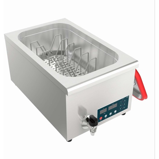 Електрически професионален уред за нискотемпературно готвене / Sous Vide (су вид) с кранче за източване, GN 1/1, 220-240V; 50/60Hz, 1600W, 4л/мин, 30°C - 99°C, 17л, 62,5x36x30см - Lacor