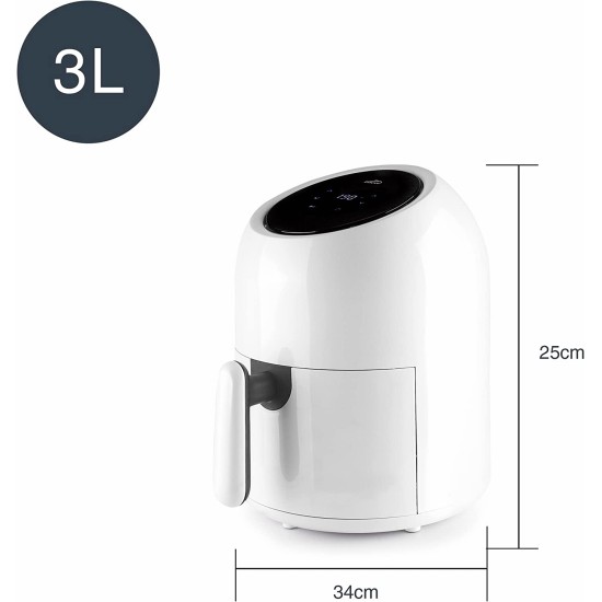 Уред за здравословно готвене / Air Fryer, 220-240V, 50/60Hz, 1000W, 40°C - 200°C, таймер: от 1 до 60мин, 3л, 34x25x33см, бял, VITALCOOK – Lacor