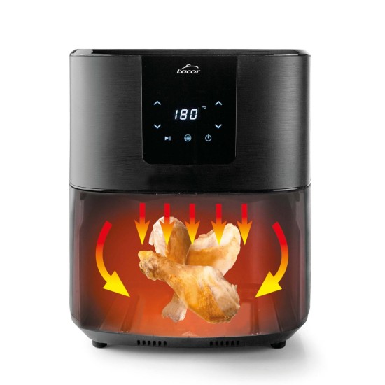 Уред за здравословно готвене / Air Fryer с 8 програми, 220-240V, 50/60Hz, 1700W, 40ºC - 200ºC, 1-60мин, 7л, 40,9x29,6x34,2см, 5,07кг, CrystalFry - Lacor
