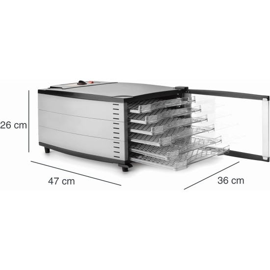 Електрически дехидрататор за храна, 220-240V, 50/60Hz, 800W, 29°C - 73°C (máx), 6 тави, 36x47x26см, 5,5кг, PRO – Lacor
