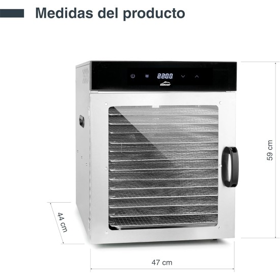 Електрически дехидрататор за храна, 18/10, 220-240V, 50-60Hz, 1000W, 14 тави, 47x44x59см, 21кг – Lacor