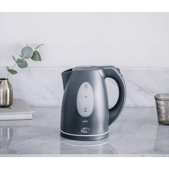 Електрическа кана за вода, сива, 2200W, 1,30л., 20х15х21см, BPA FREE - Lacor