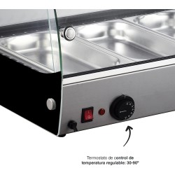 Електрическа топла витрина, 220-240V, 50Hz, 500W, 4 x GN 1/3, 30°C - 90°C, IPX4, 77,3x42x33,6см, 16кг, TÉRMICA – Lacor