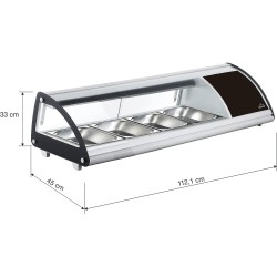 Електическа хладилна витрина, 220-240V, 50Hz, 4 x GN 1/3, 0°C - 12°C, R600a, 112,1x45x33см, 33кг, REFRIGERADA – Lacor