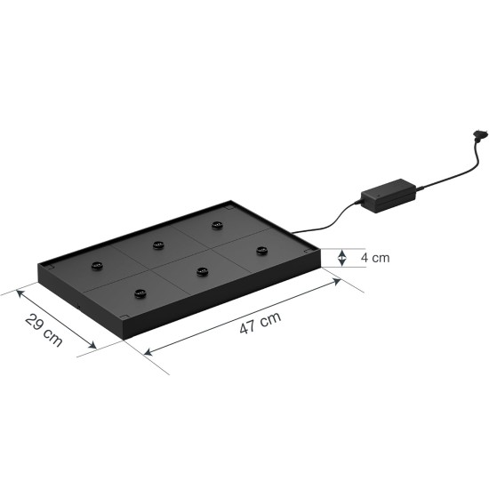 Станция за зареждане за 6 настолни лампи, 45W, 220-240V, 50Hz, 47x29x4см, 2кг, черна, Lune – Lacor