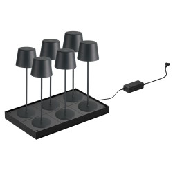 Станция за зареждане за 6 настолни лампи, 45W, 220-240V, 50Hz, 47x29x4см, 2кг, черна, Lune – Lacor