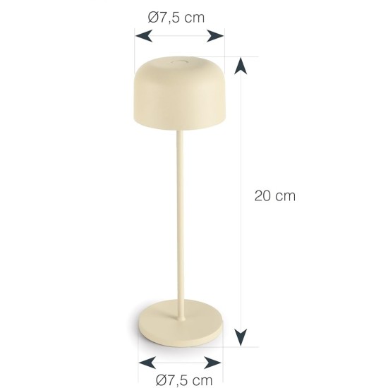 LED лампа за маса, алуминий, ф7,5/7,5см, h20см, бежова, Lune – Lacor