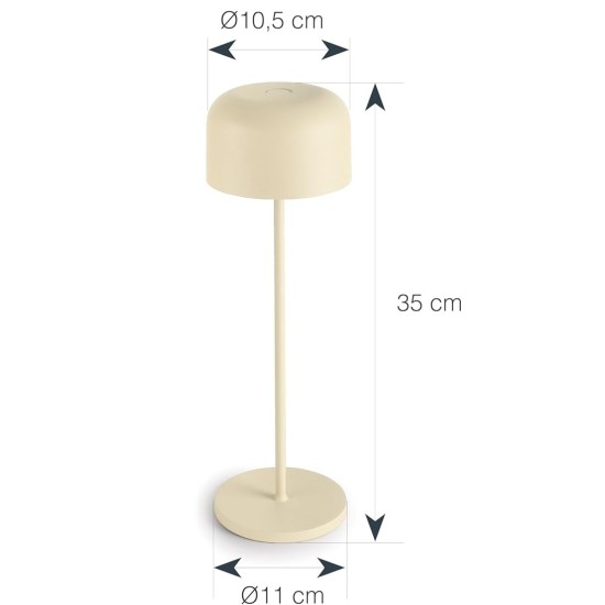 LED лампа за маса, алуминий, ф10,5/11см, h35см, бежова, Lune – Lacor