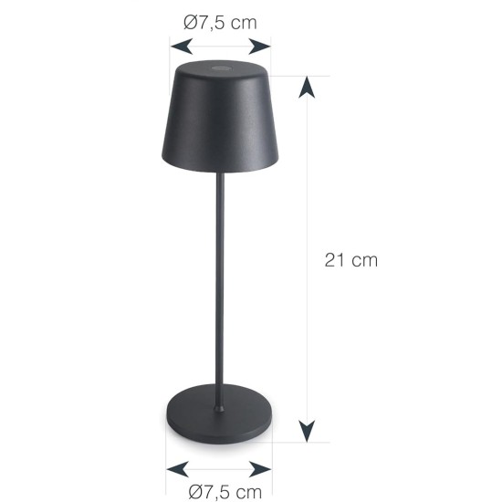 LED лампа за маса, алуминий, ф7,5/7,5см, h21см, черна, Lune – Lacor