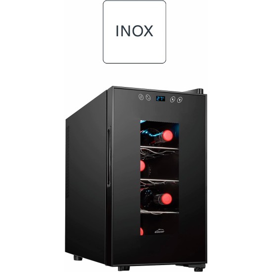 Хладилна витрина за 8 бутилки, 220-240V, 50Hz, 70W, 23л, 11 - 18°C, 190kWh, 26x49,5x48см, 10кг, BLACK – Lacor