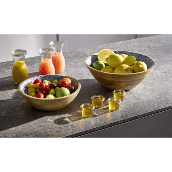 Дървена купа, ф24см, h17,5см, 1,1л, бяло/синьо, стакабъл, MANGO – APS