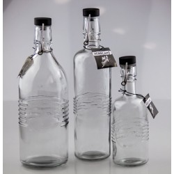 Стъклена бутилка с черен клипс 1л OLD FASHIONED-(213210-BL-LF) - Horecano