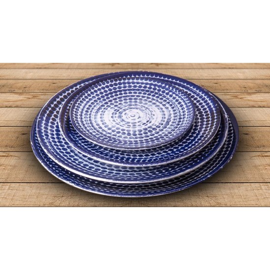 Порцеланова чиния плитка без борд ф27см POINTS BLUE - Suisse Langenthal