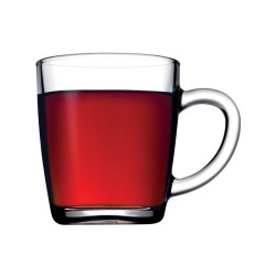 Стъклена чаша за топли напитки, MUG, Нескафе, широка, 340мл, h9,9см. ф8,6/6,6см, BASIC - Pasabahce