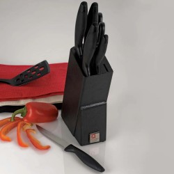 Комплект кухненски ножове на стойка, 6 бр, Laser Cuisine Black - Richardson Sheffield