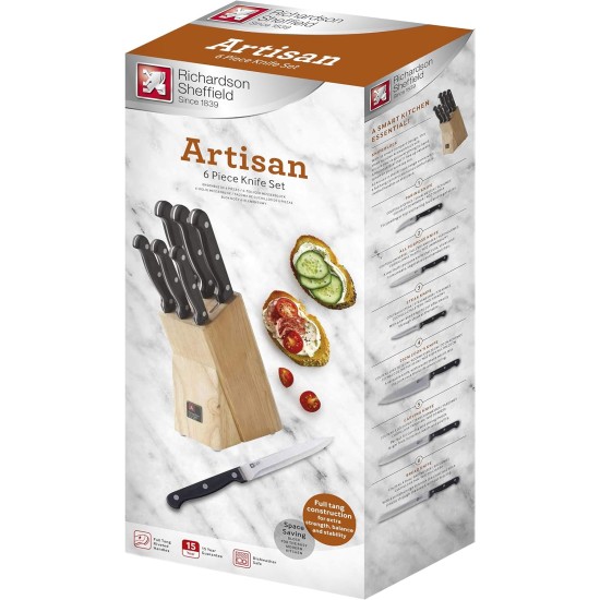 Комплект ножове на стойка  6 бр.  Artisan Natural Block - Richardson Sheffield