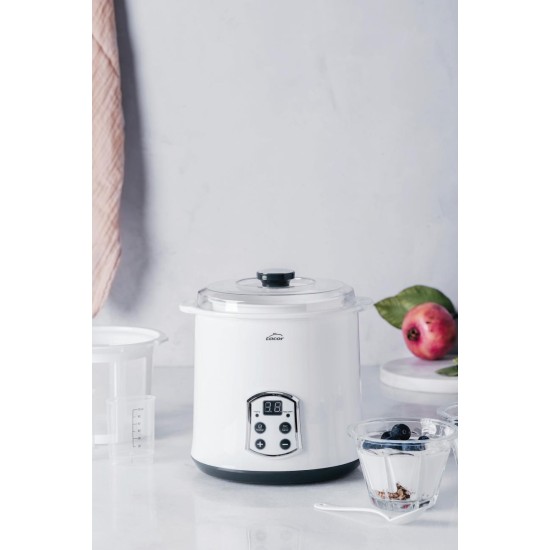 Електрически уред за приготвяне на йогурт / кисело мляко, 20W, 220-240V, 50/60Hz, ф20x23см, 2л, 1,17кг, MAXI - Lacor