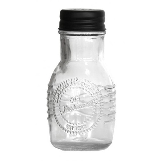 Стъклена солница  с метално черно  капаче  OLD FASHIONED-(212855-BL-LF) - Horecano