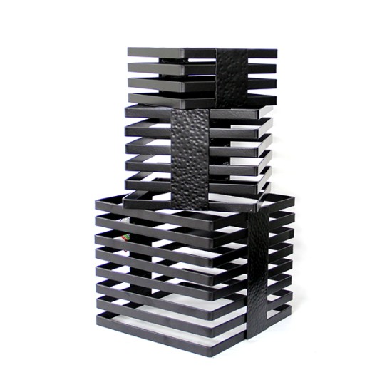 Метални стойки за блок маса 3бр черни 15.5x15. x7.5см/17.5x17.5x12.5см/20.5x20.5x17.5см STRIPE  SG-79665(A,B,C)  - Horecano