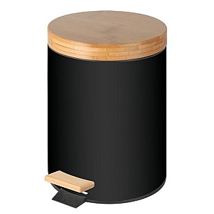 Kош с педал и бамбуков капак черен  5л  20,5x27,5см G-(99033-004-B) - Horecano