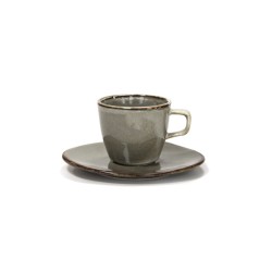 Порцеланова чаша с чинийка 220мл ANTIQUE-GREY (TR0010-200C-G) - Horecano