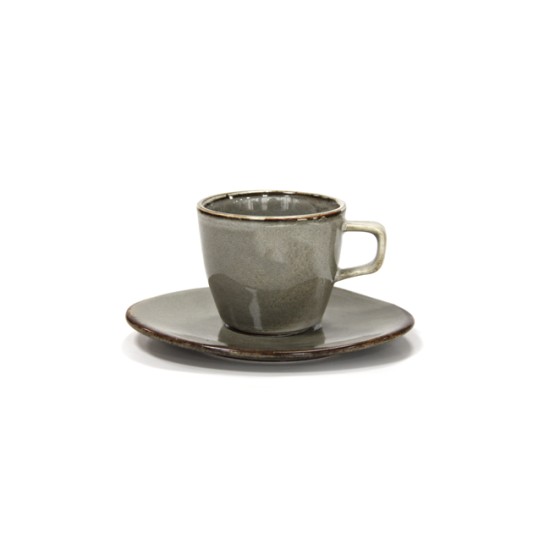 Порцеланова чаша с чинийка 220мл ANTIQUE-GREY (TR0010-200C-G) - Horecano