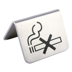 Комплект от 2 иноксови информационни табели, 5,5х5xh3,5см, стакабъл, NO SMOKING – APS