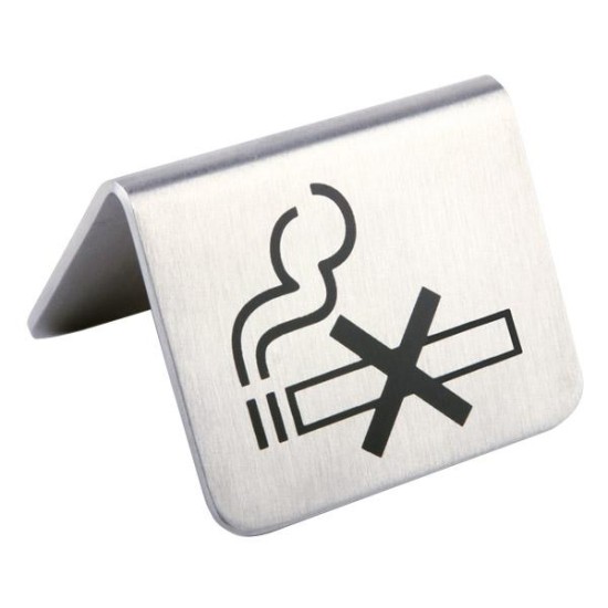 Комплект от 2 иноксови информационни табели, 5,5х5xh3,5см, стакабъл, NO SMOKING – APS