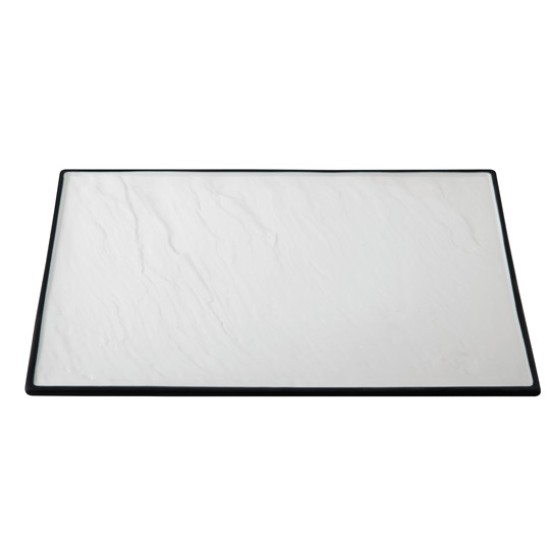 Порцеланова чиния правоъгълна  с матов черен ръб 40x26см HORECANO-BUFFET-(F2939BY-15.75W)